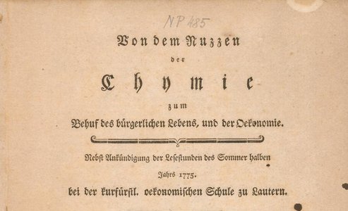 [ENTFÄLLT!] Vortrag: »Georg Adolph Suckow und seine Chemie zum Nutzen der Bürger in der Kameral-Hohen-Schule zu Kaiserslautern« (Prof. Dr. Georg Schwedt, Bonn)