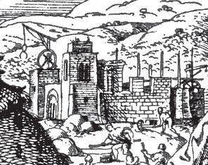 Historische Zeichnung der Neustadter Stiftskirche.